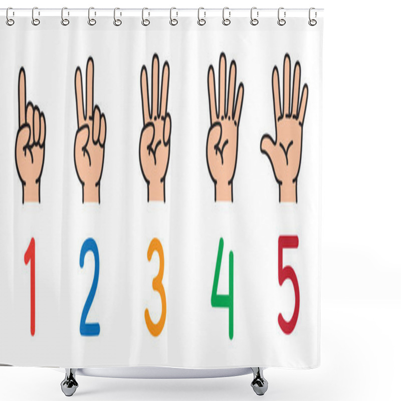 Personality  Hands With Fingers.Icon Set For Counting Education Shower Curtains