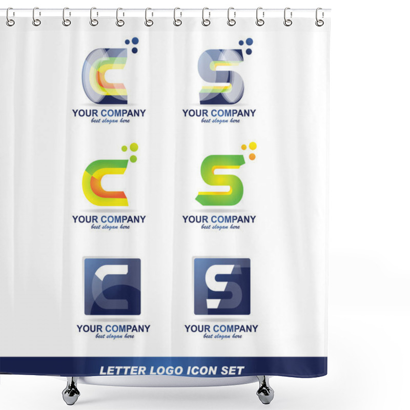 Personality  Letter C S Logo Icon Set Shower Curtains