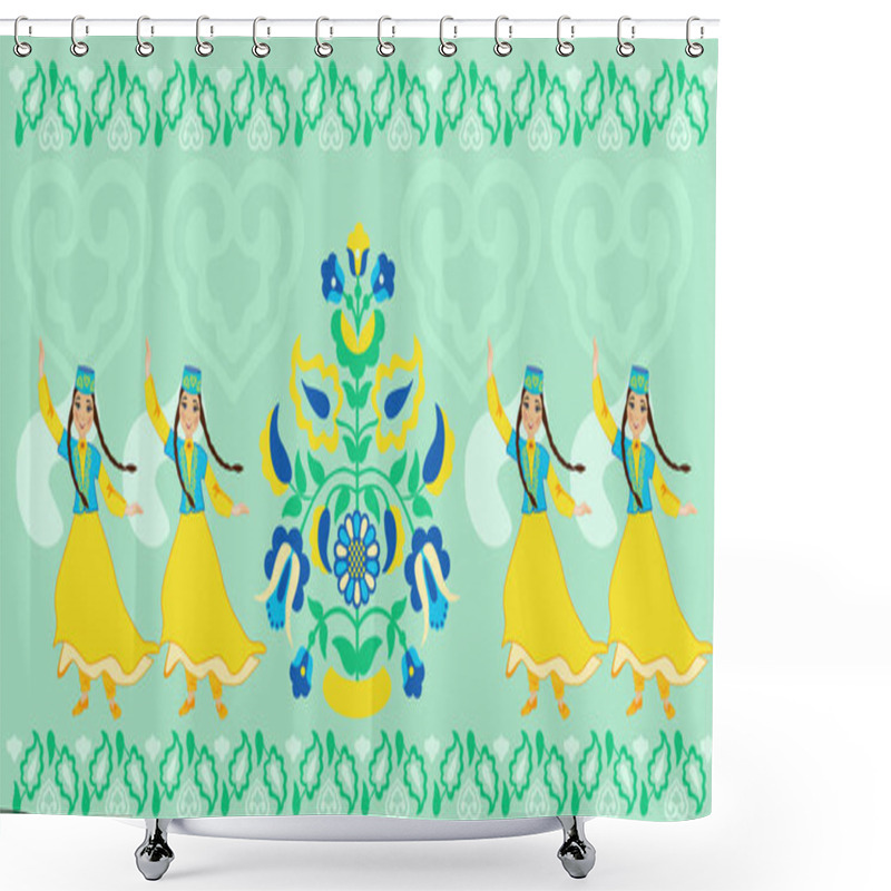 Personality  A Crimean Tatar Girls In A Folk Costume Dancing Shower Curtains