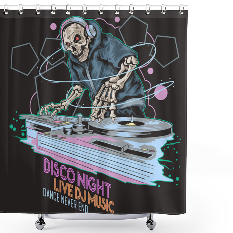 Personality  SKULL DJ PARTY VECTOR Illustration Shower Curtains