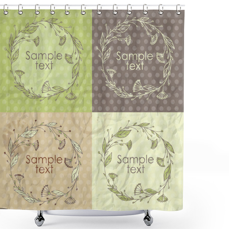 Personality  Set Of Floral Frames. Vector Illustration Shower Curtains