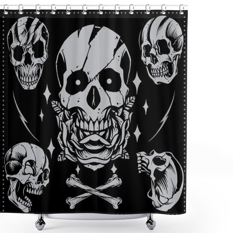 Personality  Skull And Rose Shower Curtains