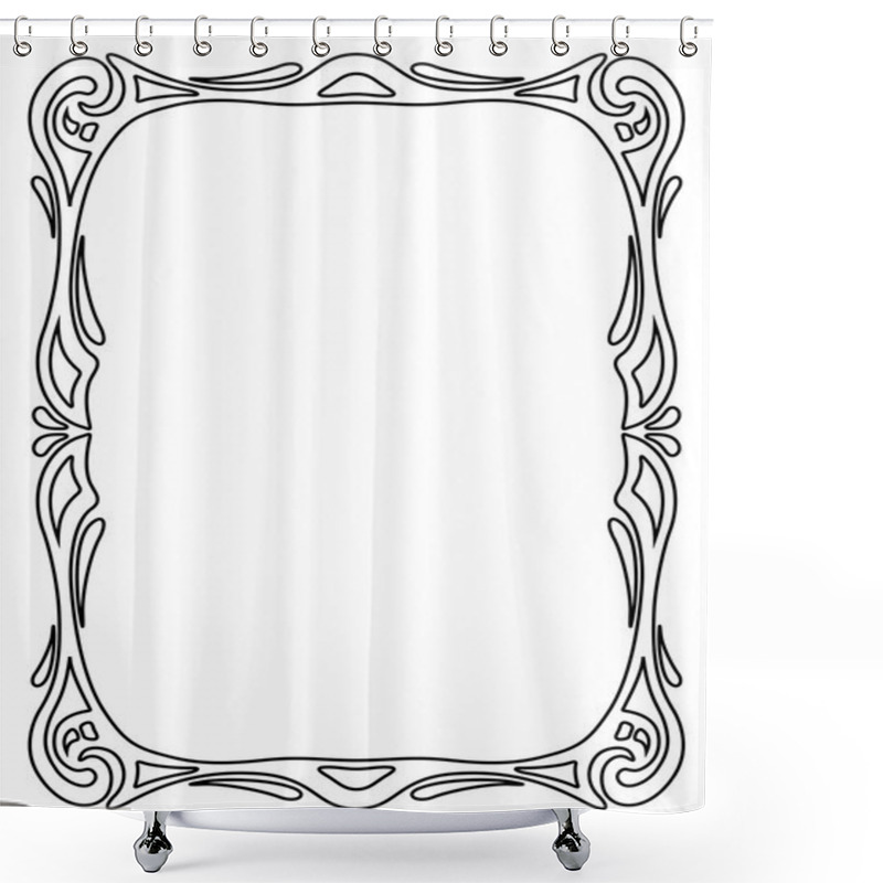 Personality  Art Nouveau Black Ornamental Decorative Frame Shower Curtains