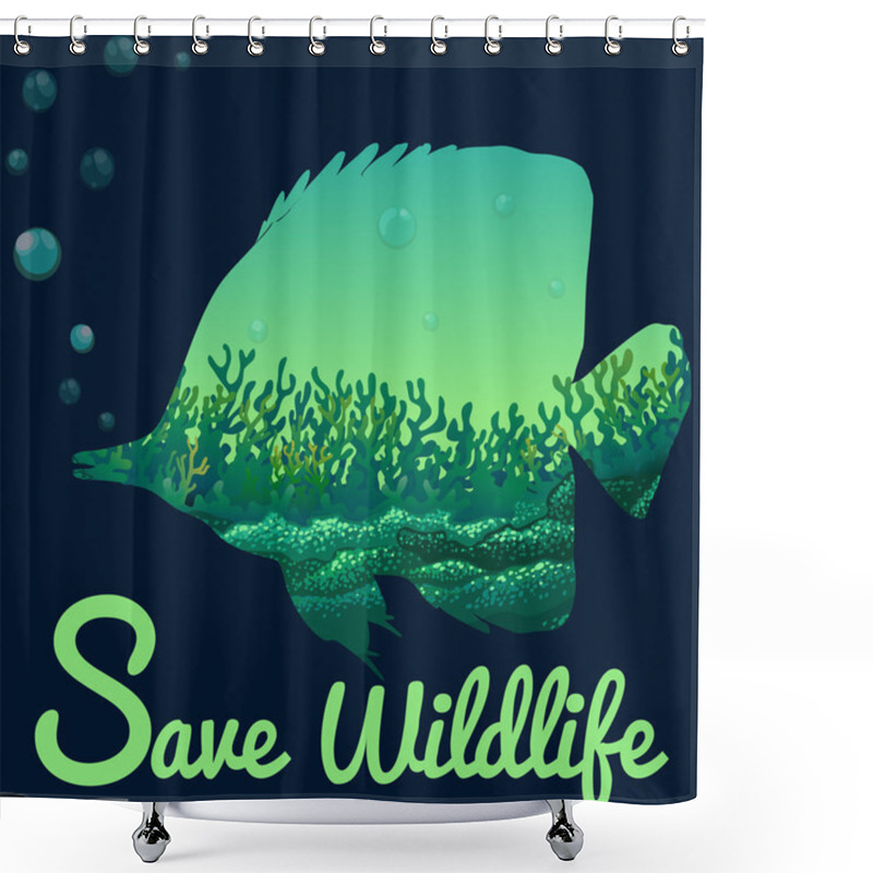 Personality  Save Wildlife Theme With Fish Underwater Shower Curtains