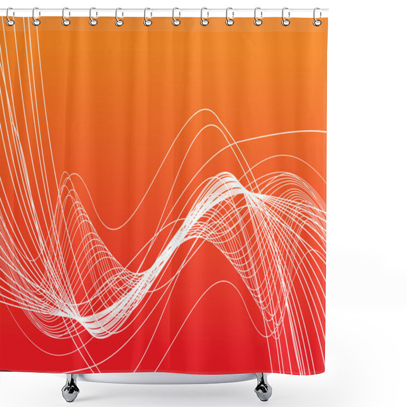 Personality  Bright Curved Lines On Orange Background Shower Curtains