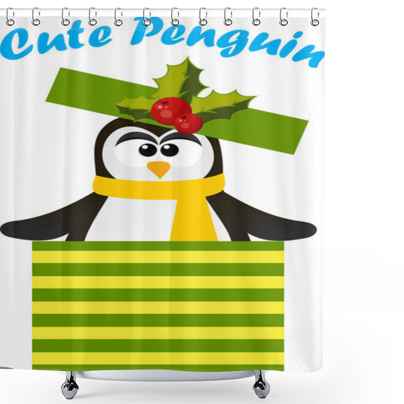 Personality  Cute Christmas Penguin Shower Curtains