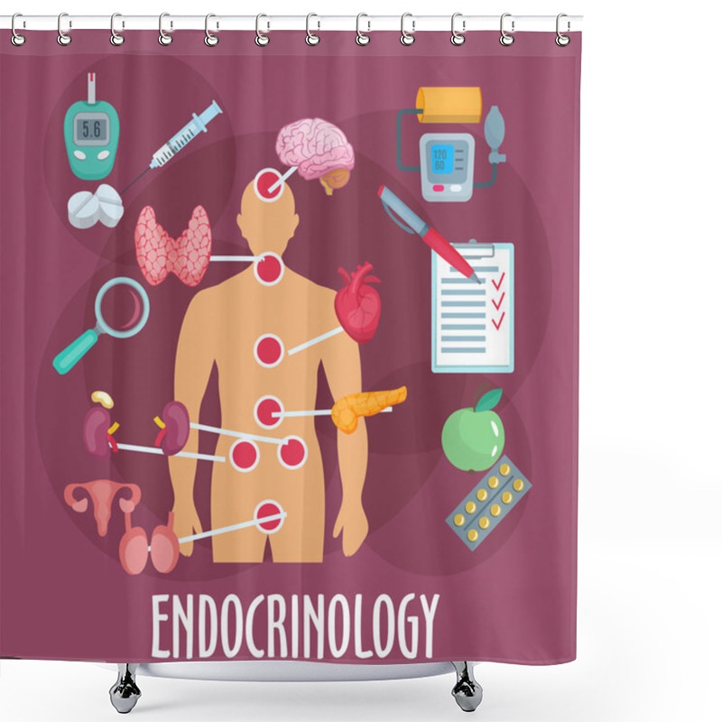 Personality  Endocrinology And Endocrine System Flat Icon Shower Curtains