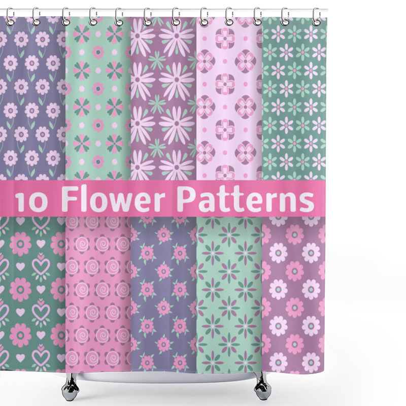 Personality  Romantic Flower Different Vector Seamless Patterns (tiling) Shower Curtains