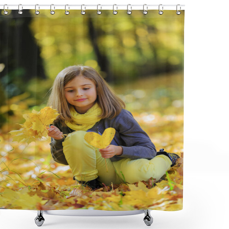 Personality  Autumn Fun - Lovely Girl Has A Fun In Autumn Park Shower Curtains