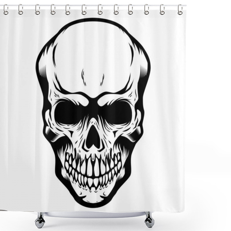 Personality  Skull Isolated On White Background. Design Element For Poster, Card, T Shirt, Emblem. Vector Illustration Shower Curtains