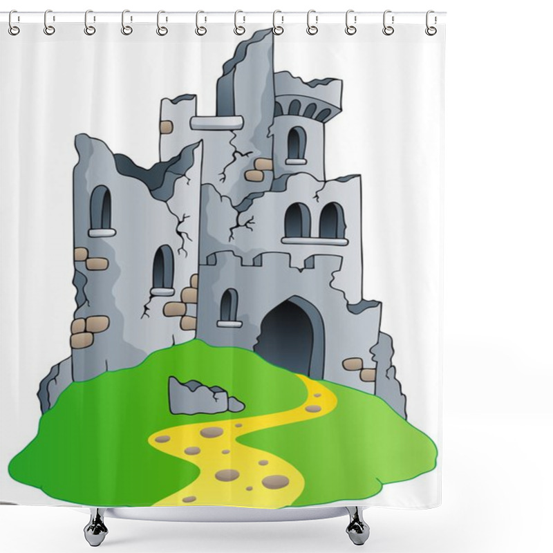 Personality  Castle Ruins On Hill Shower Curtains