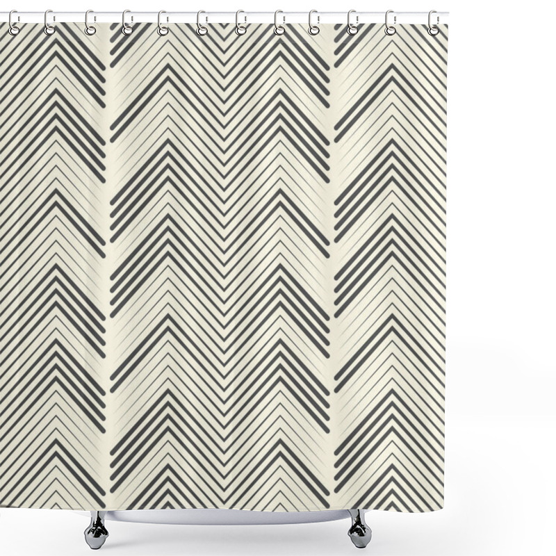 Personality  Seamless Zig Zag Background. Monochrome Chevron Pattern. Vector  Shower Curtains