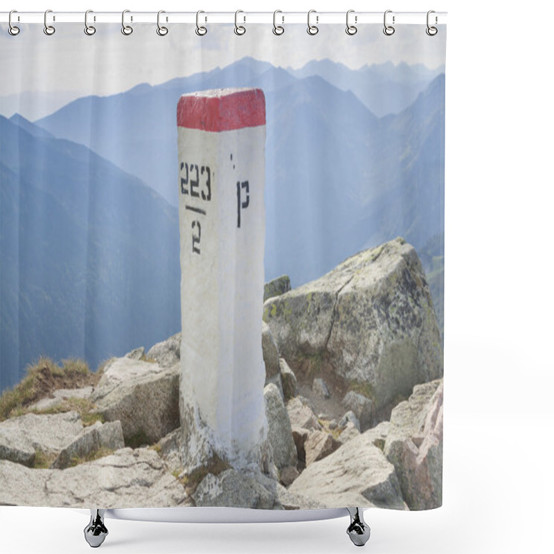 Personality  Sunlit Border Marker In Tatra Mountains Shower Curtains