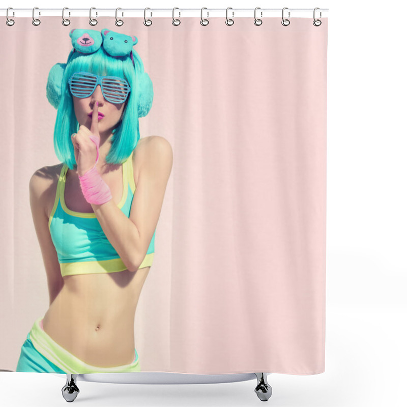 Personality  Crazy Music Party Girl Shower Curtains