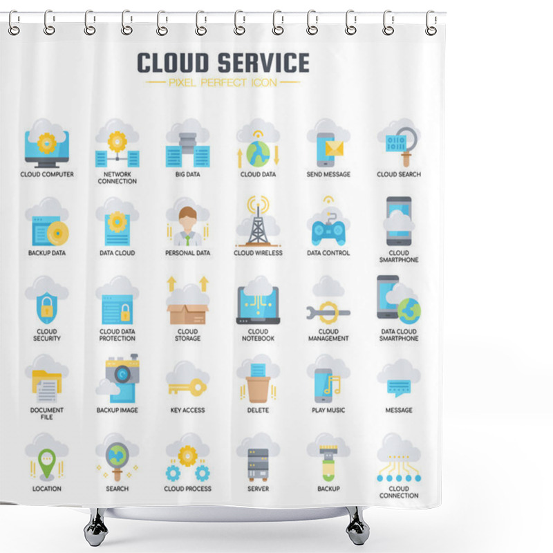 Personality  Cloud Service , Thin Line And Pixel Perfect Icons Shower Curtains