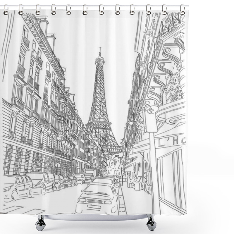 Personality  Eiffel Tower View Shower Curtains