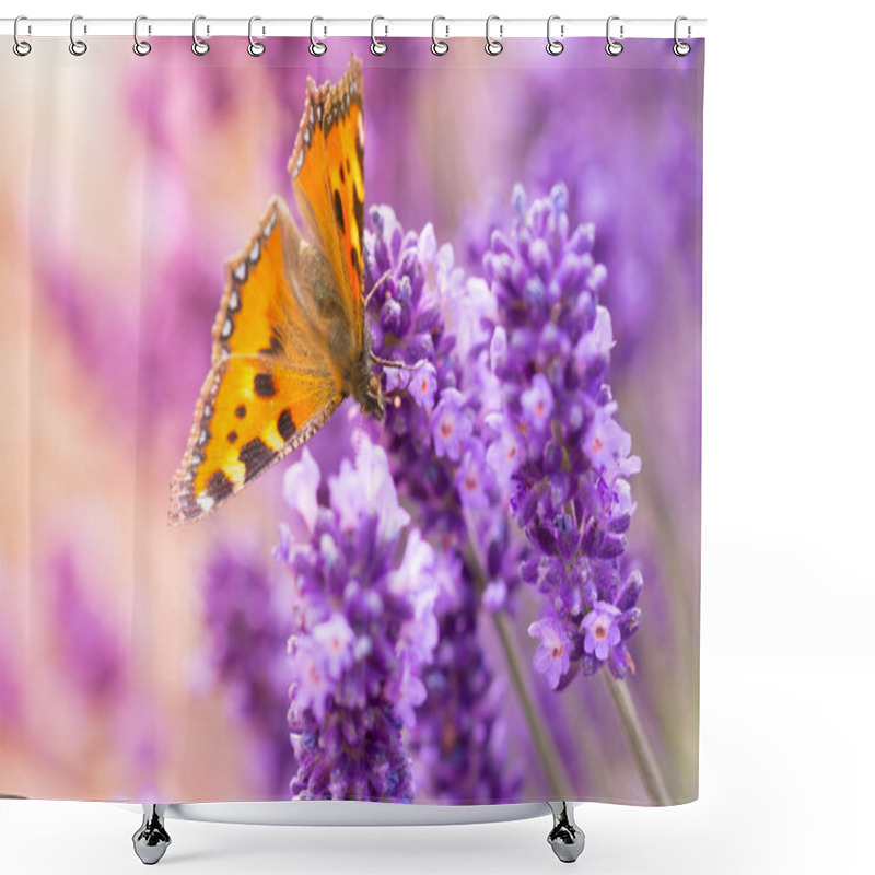 Personality  Lavender Blossoms With Butterfly Shower Curtains