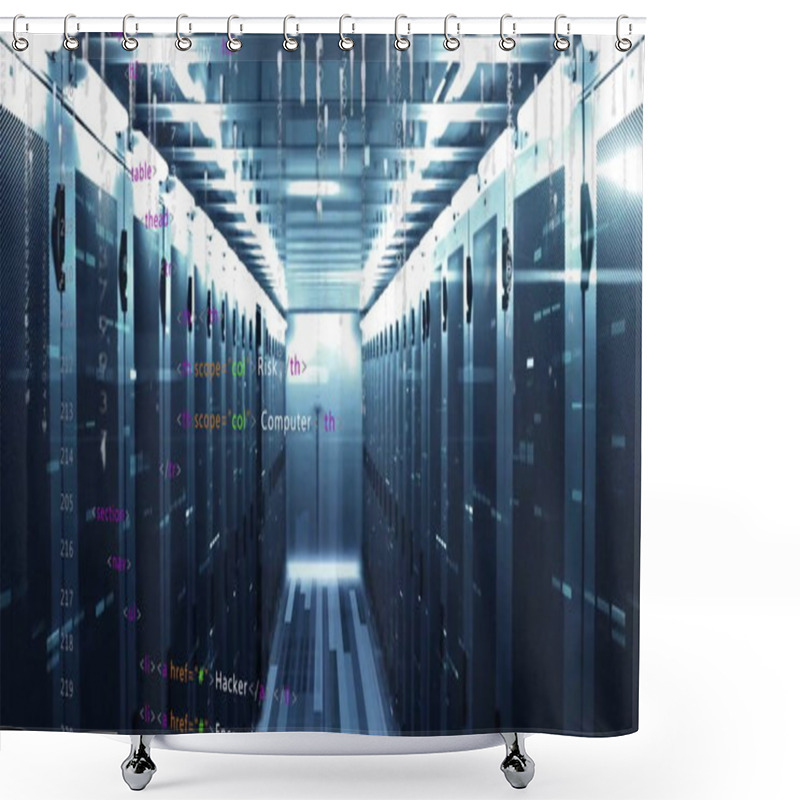 Personality  Image Of Digital Data Processing Over Computer Servers. Global Connections, Computing And Data Processing Concept Digitally Generated Image. Shower Curtains