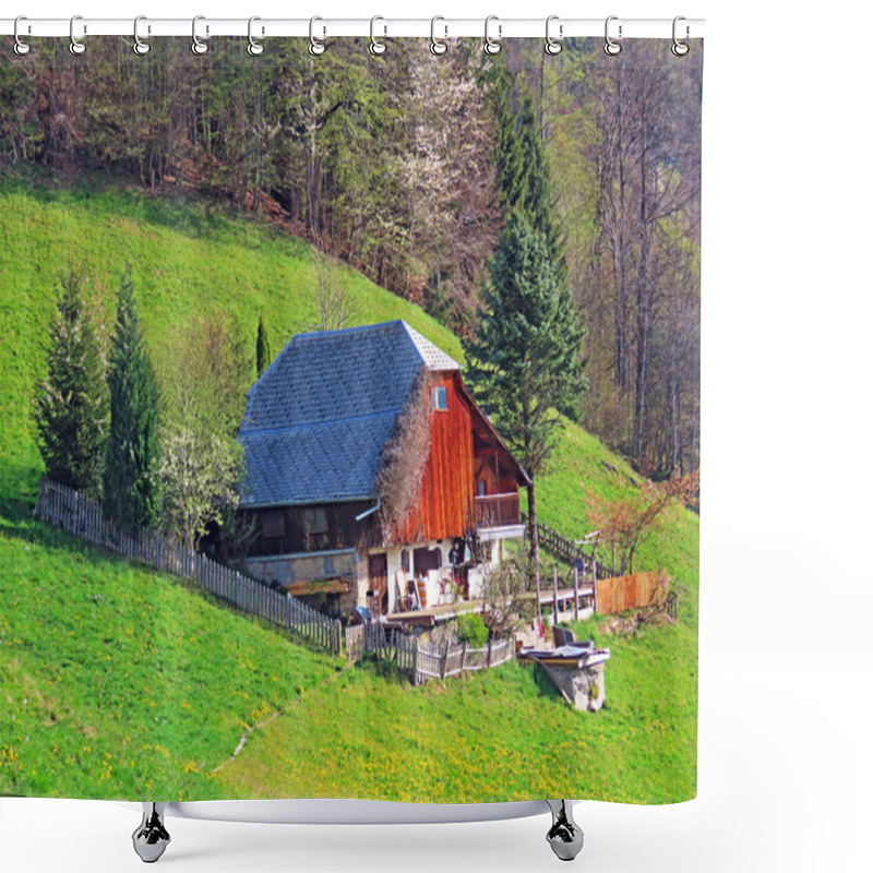 Personality  Traditional Rural Architecture And Family Livestock Farms In The Seeztal Valley And Over Lake Walensee, Walenstadtberg - Canton Of St. Gallen, Switzerland (Kanton St. Gallen, Schweiz) Shower Curtains