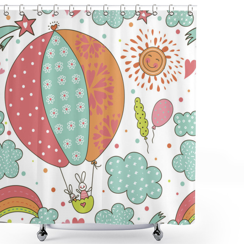 Personality  Cute Vector Seamless Pattern With Rabbit Shower Curtains