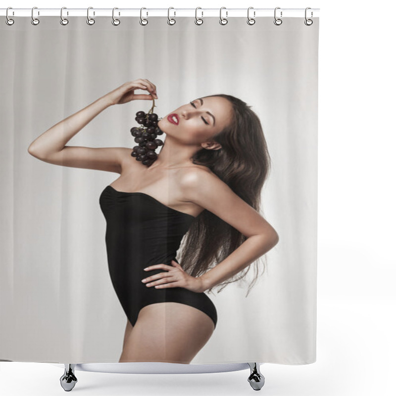 Personality  Sexy Woman Eating Fruits Shower Curtains