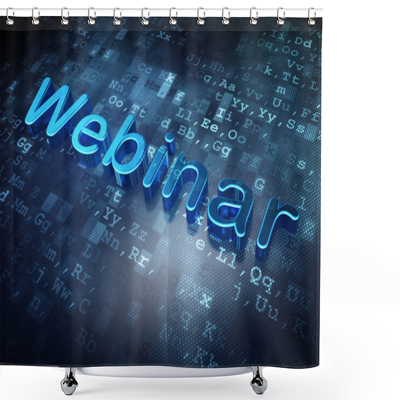 Personality  Education Concept: Blue Webinar On Digital Background Shower Curtains