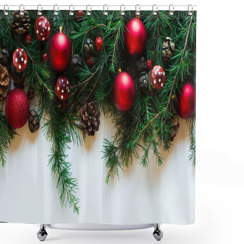 Personality  Christmas Card  With Decorations Shower Curtains