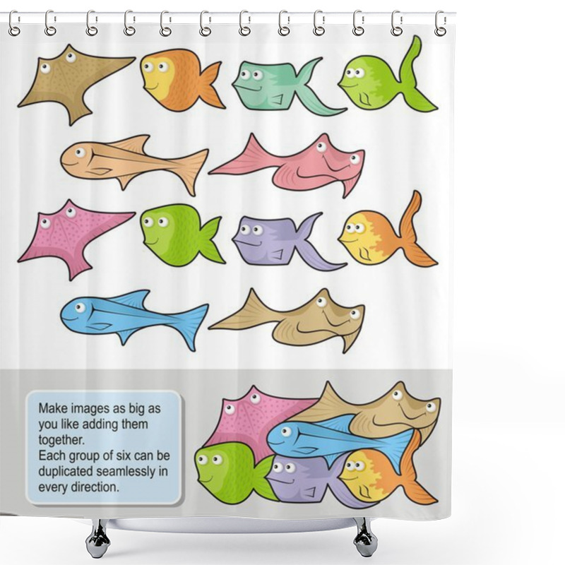 Personality  Fish Cartoons Shower Curtains