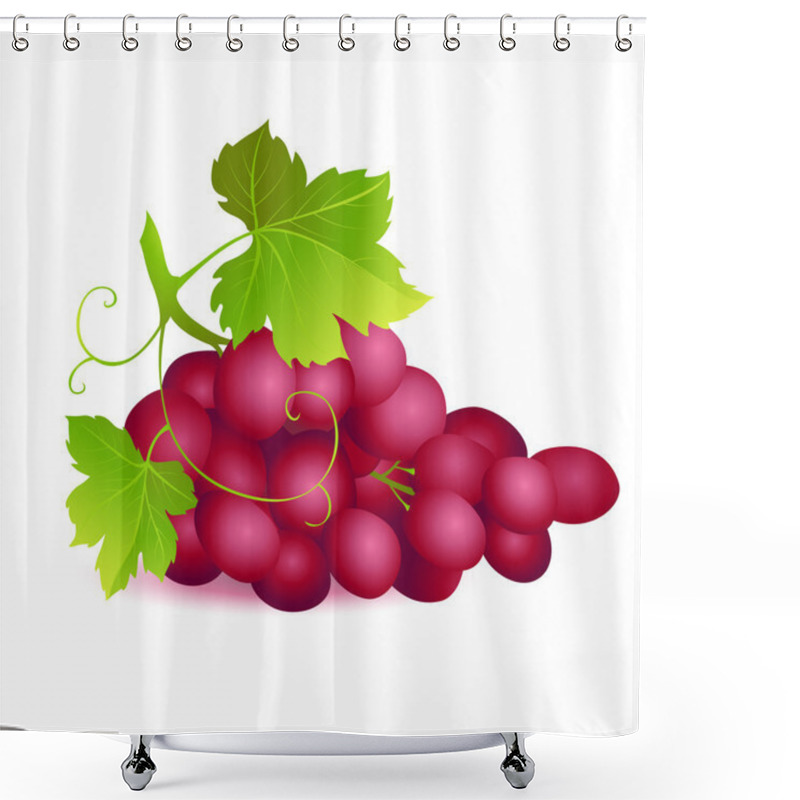 Personality  Icon Of Ripe Summer Grape With Two Green Leaves Shower Curtains