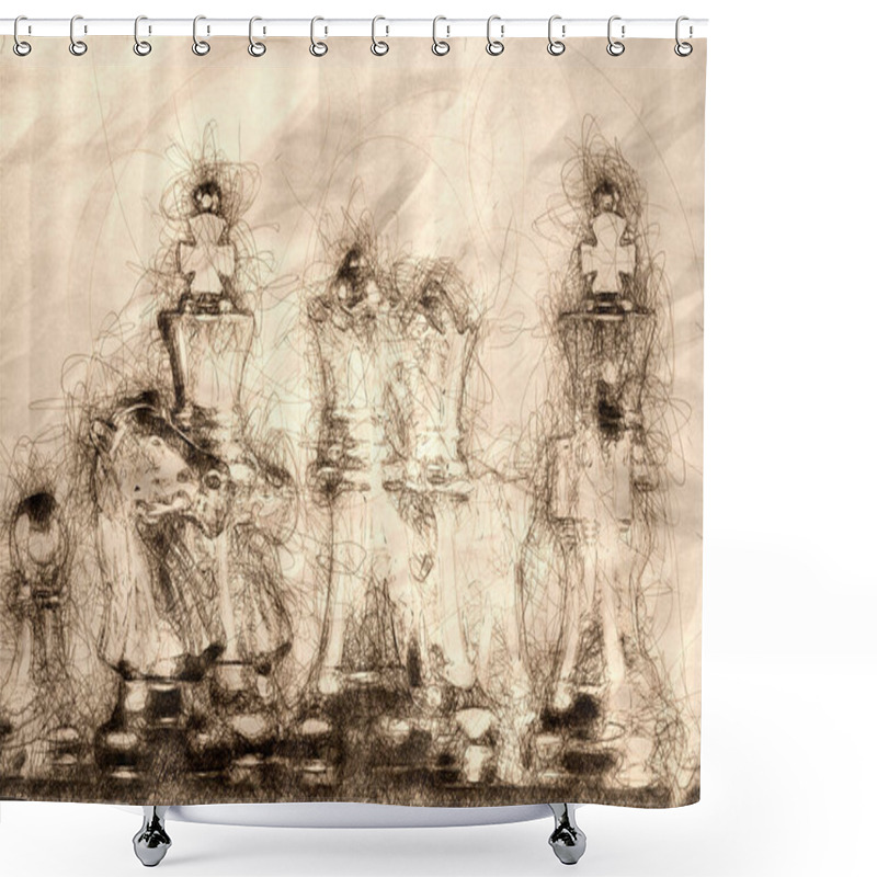 Personality  Sketch Of A Fierce Chess Battle And The Fog Of War Shower Curtains