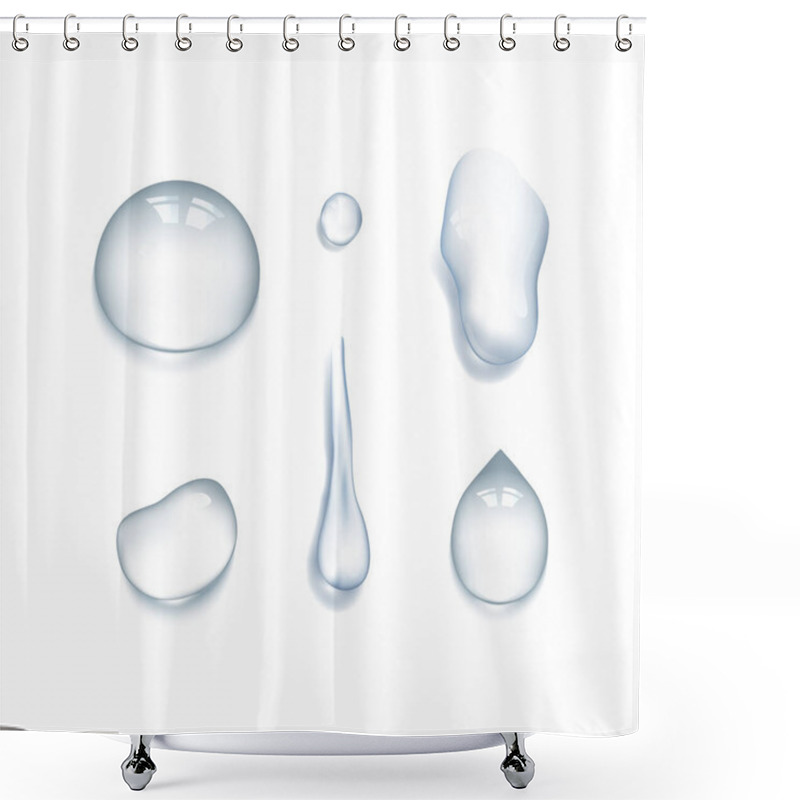 Personality   Set Of Realistic 3d Water Drops On White Background Shower Curtains