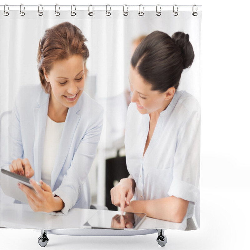 Personality  Business Team Working With Tablet Pc In Office Shower Curtains