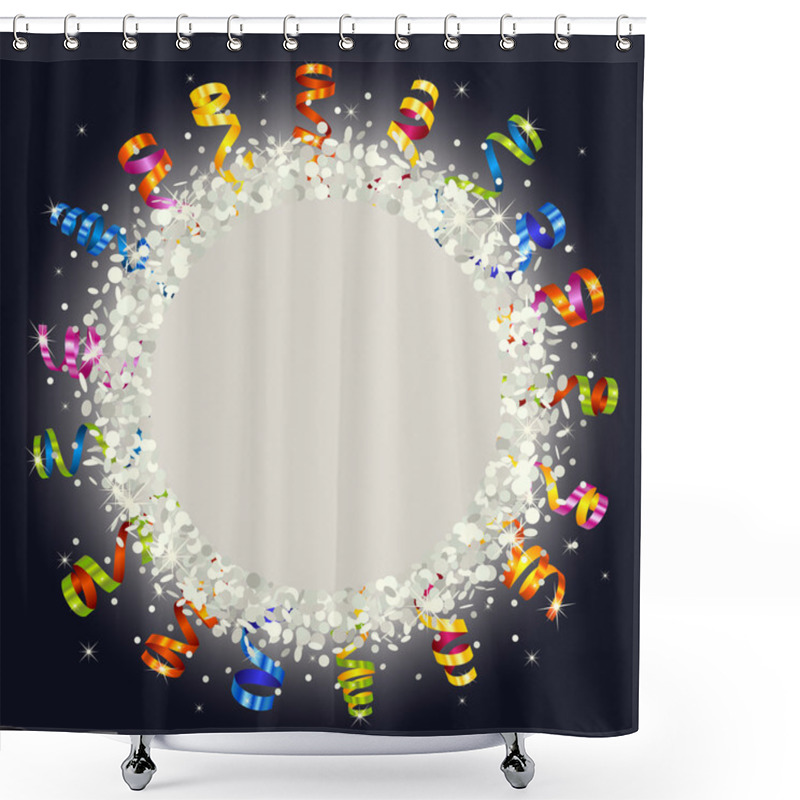 Personality  Confetti And Serpentine Round Frame Shower Curtains