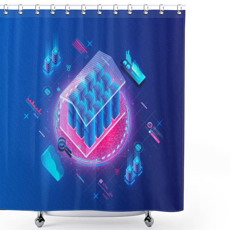 Personality  Data Warehouse And Data Warehousing Concept - DW - Data Management System That Is Designed To Allow And Support Business Intelligence Activities - 3D Illustration Shower Curtains