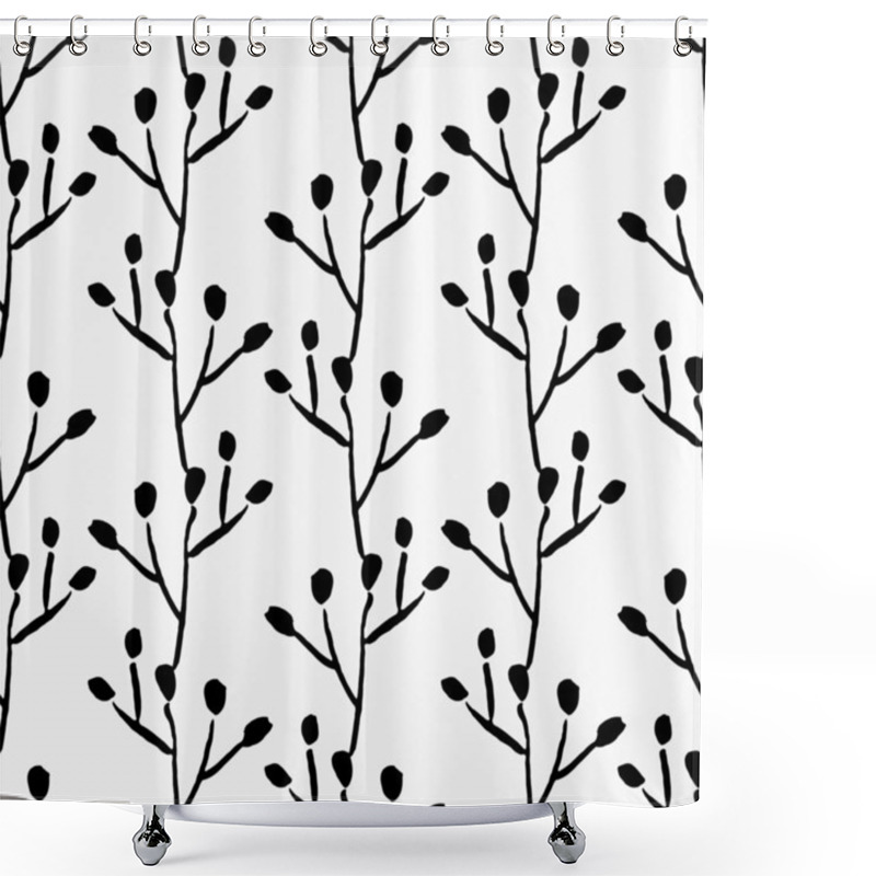 Personality  Hand Drawn Branches Seamless Pattern Shower Curtains