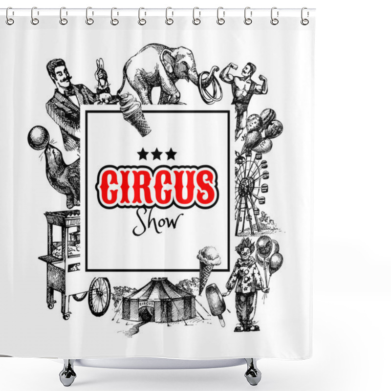 Personality  Hand Drawn Sketch Circus And Amusement Shower Curtains