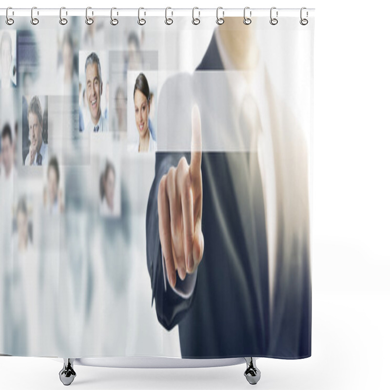 Personality  Businessman Using A Touch Screen Shower Curtains