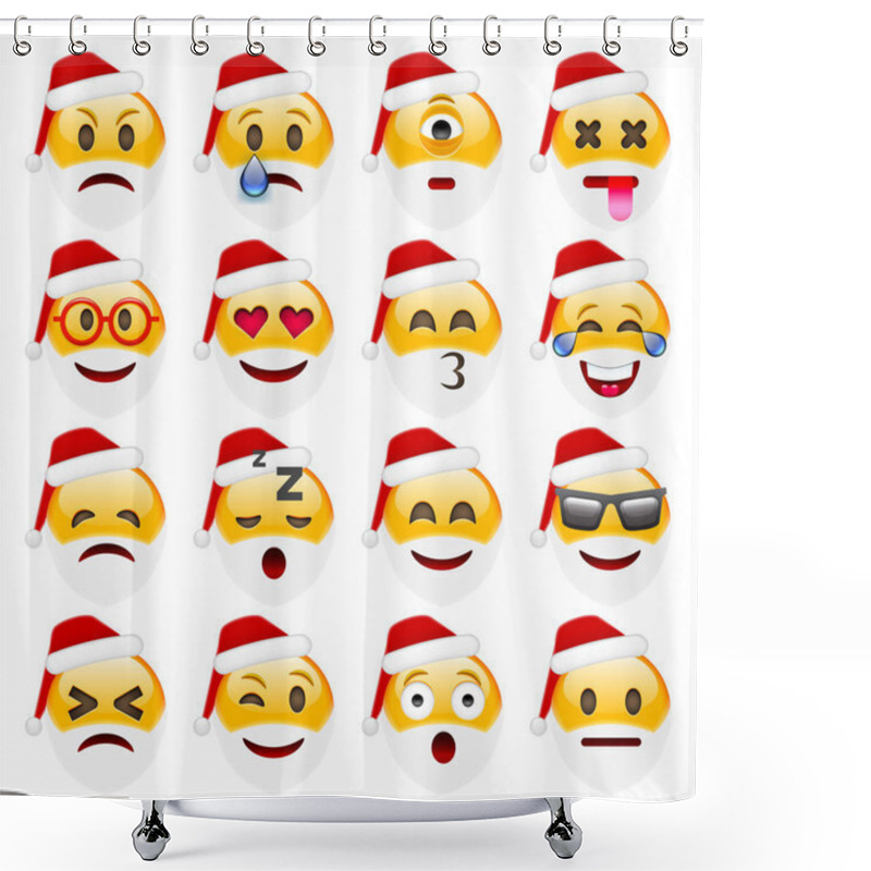 Personality  Set Of Santa Emoticons Shower Curtains