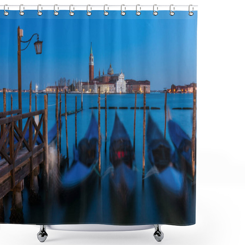 Personality  San Giorgio Maggiore Church And Gondolas At Twilight In Venice, Italy. Shower Curtains