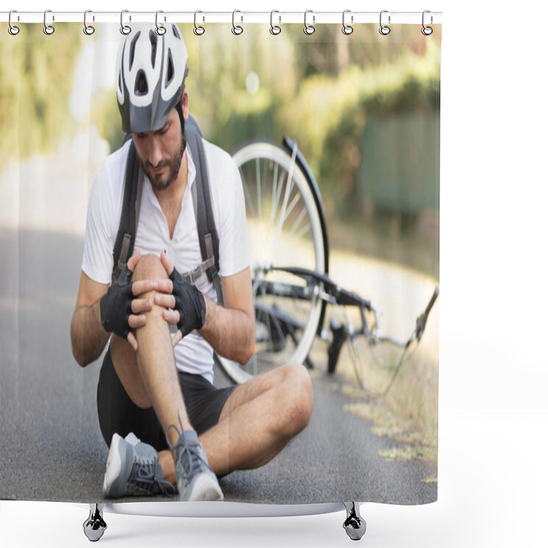 Personality  Man Fell Off The Bicycle On The Ground Shower Curtains