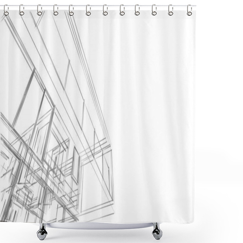 Personality   3D Modeling Software Design Of Architecture Building, Interior Illustration Shower Curtains