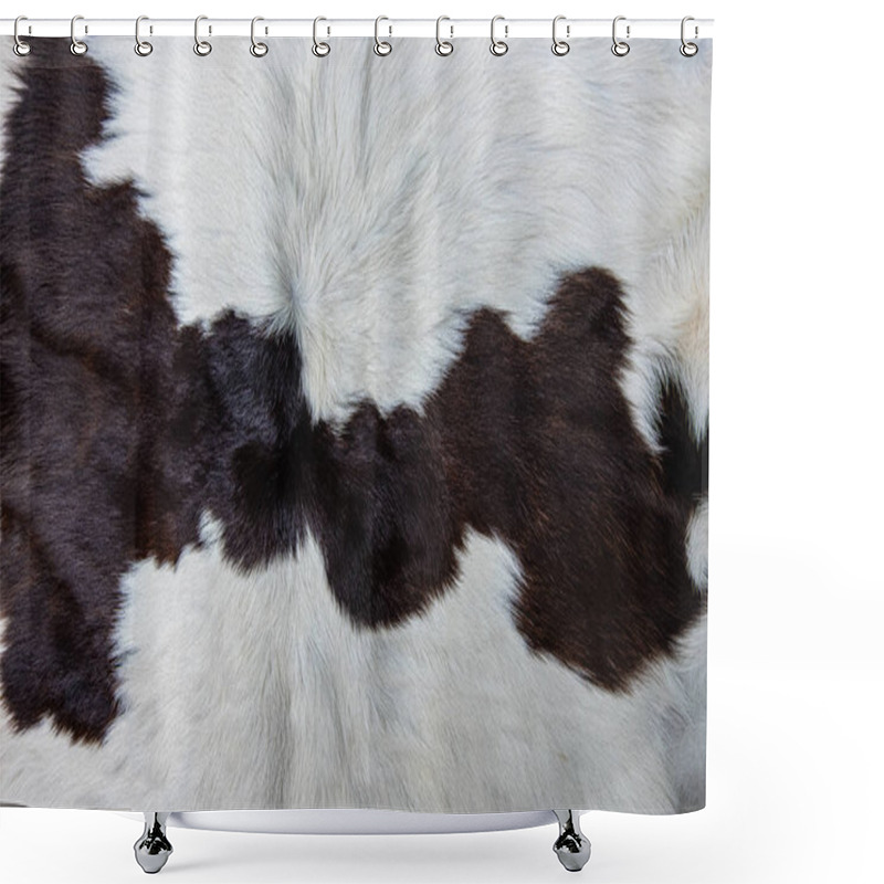 Personality   Brown Cow Skin Coat With Fur Black White And Brown Spots Shower Curtains