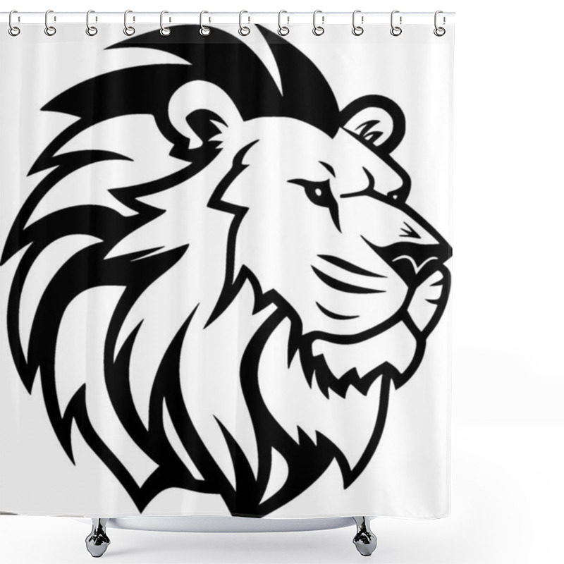 Personality  Lion - Black And White Vector Illustration Shower Curtains