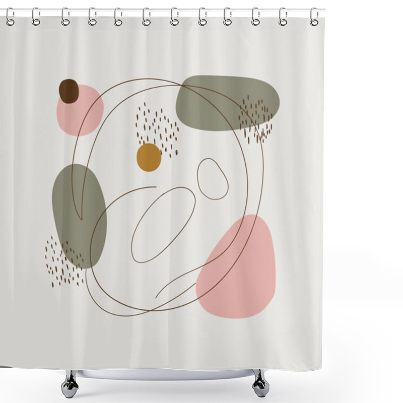 Personality  Delicate Lines And Smooth Rounded Shapes In Pastel Shades Create A Light And Airy Composition. Shower Curtains