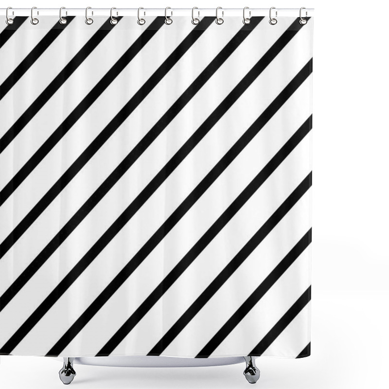 Personality  Black Striped Lines Texture On White Background. Seamless Pattern Background. Illustration. Shower Curtains