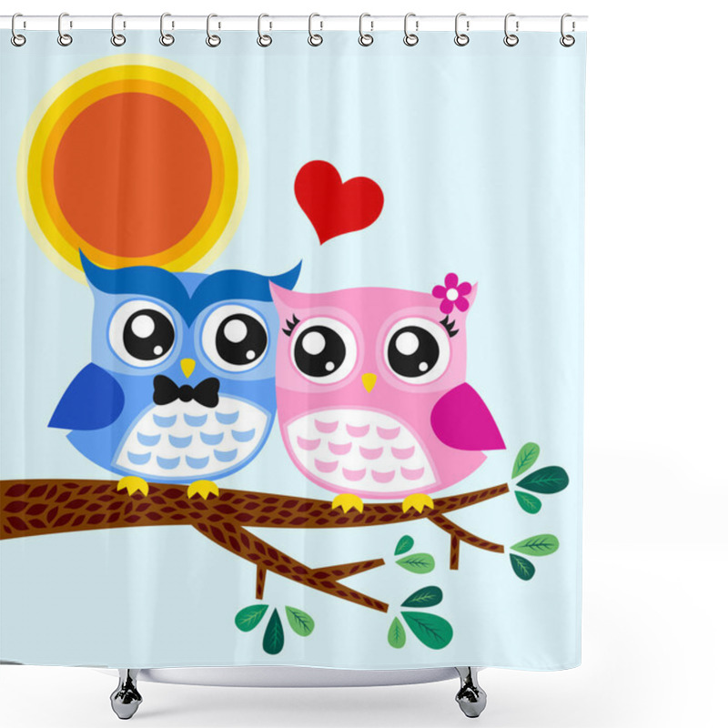 Personality  Owls Couple In Love At Tree Shower Curtains