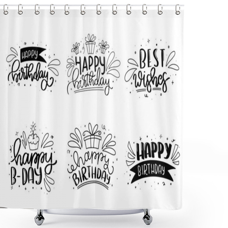 Personality  Happy Birthday Lettering Card Design. Happy Birthday Modern Brush Typography Lettering. Greeting Card. Vector Illustration. Shower Curtains