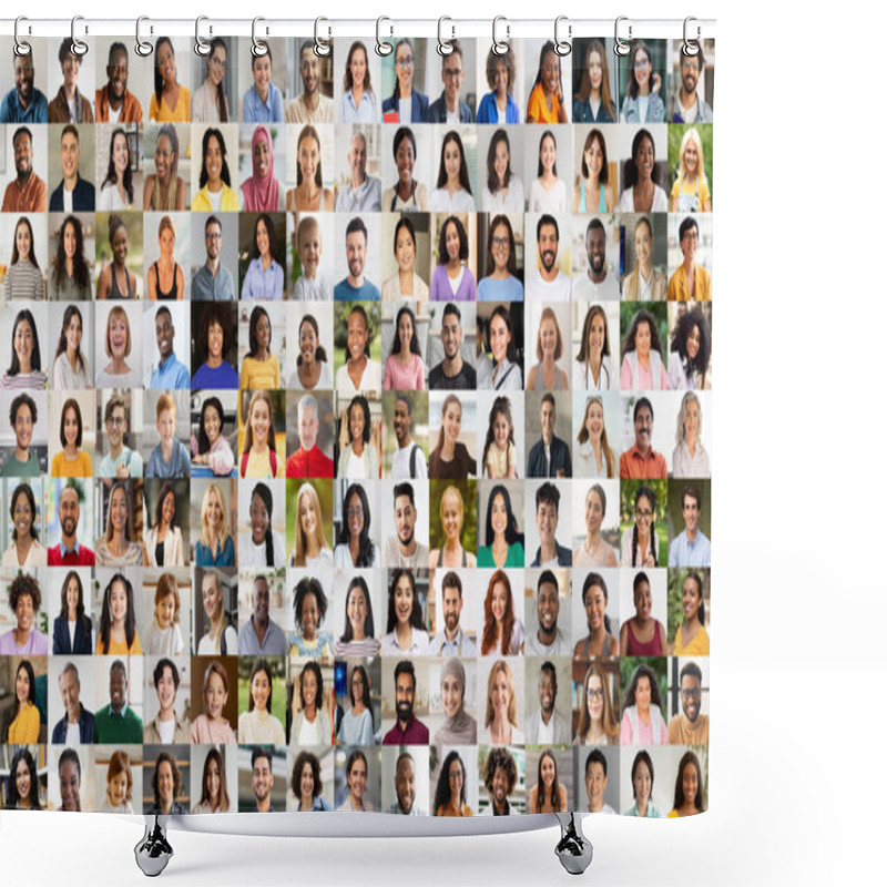 Personality  A Collectively Happy Portrait That Epitomizes The Concept Of Diversity With A Collage Of Individuals From Various Backgrounds Shower Curtains