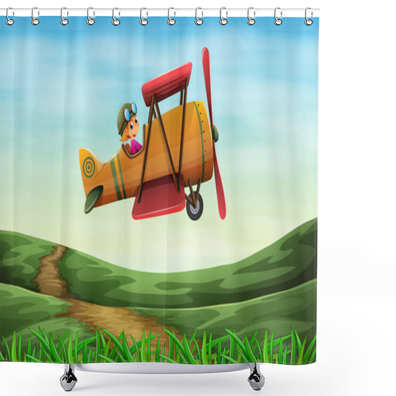 Personality  A Pilot Flying A Propeller Shower Curtains