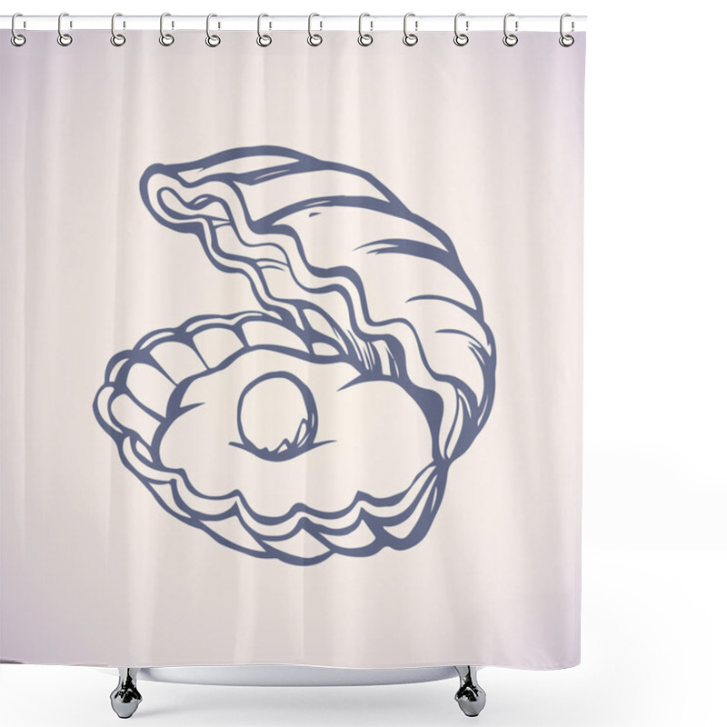 Personality  Pearl In Shell. Vector Drawing Shower Curtains